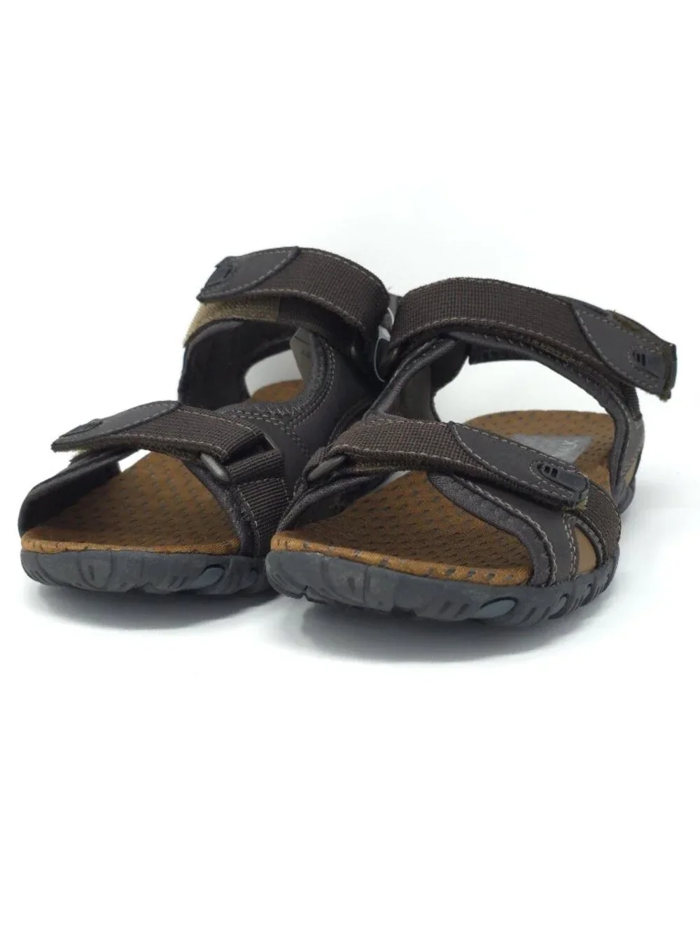 New Nunn Bush Rio Bravo Brown Leather Three-Strap Sandals Men’s 7M